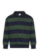 Sweater Collar Block Stripe Lindex Green