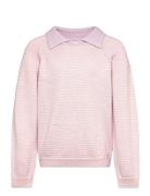 Merino Striped Blouse W. Collar Copenhagen Colors Pink