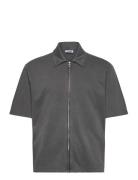 Short Sleeve Zip Shirt Weekday Grey