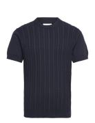 Knitted S/S O-Neck Tee Lindbergh Navy