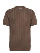 Knitted S/S O-Neck Tee Lindbergh Brown