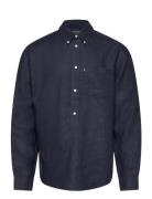 Paul Linen Pull Over Shirt Lexington Clothing Navy