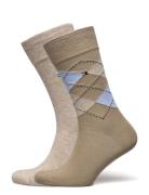 Th Men Sock Check 2P Tommy Hilfiger Beige