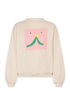 Abstract Cat Smile Print Sweatshirt Bobo Choses Cream