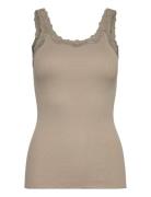 Rwbabette Sl Deep Back Lace Top Rosemunde Khaki