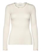 Rwbabette Ls Regular Lace T-Shirt Rosemunde White