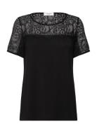 Rwbiarritz Lace Ss T-Shirt Rosemunde Black