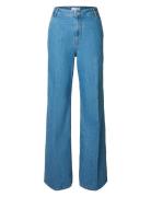 Slfevelyn Hw Extra Wide Jeans Selected Femme Blue