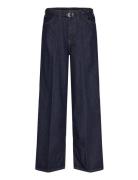 Rinse-Wash Wide Leg Jeans With Belt Mango Navy