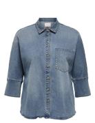 Cargrace 3/4 Stud Dnm Shirt Gua ONLY Carmakoma Blue