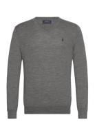 Slim Fit Washable Wool V-Neck Sweater Polo Ralph Lauren Grey