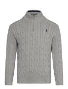 Cable-Knit Cotton Quarter-Zip Sweater Ralph Lauren Kids Grey