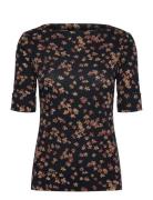 Floral Cotton Boatneck Tee Lauren Ralph Lauren Black