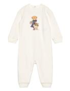 Polo Bear Fleece Coverall Ralph Lauren Baby White