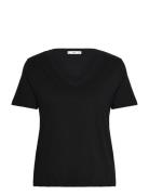 V-Neck Cotton T-Shirt Mango Black