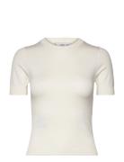 Short-Sleeved Fine-Knit Sweater Mango Beige