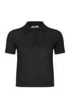 Openwork Knitted Polo-Neck Sweater Mango Black