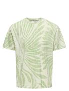 Onszeke Life Reg Washed Ss Aop Tee ONLY & SONS Green