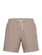 Pull-On Wide Seersucker Swim Trunk Abercrombie & Fitch Beige