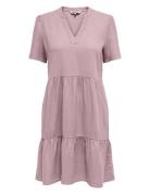 Onltiri-Caro S/S V-Neck Lin Dress Cc Pnt ONLY Purple
