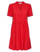 Onltiri-Caro S/S V-Neck Lin Dress Cc Pnt ONLY Red