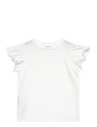 Short-Sleeved Ruffle T-Shirt Mango White