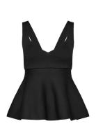 Fine-Knit Peplum Top Mango Black