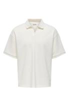 Onscali Loose Ss Resort Polo Art ONLY & SONS White