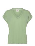 Cotton Linen V-Neck T-Shirt Scotch & Soda Green