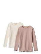 2 Rib T-Shirts L/S Ida Wheat Pink