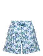 Palm Trees Print Swimsuit Trunks Mango Blue