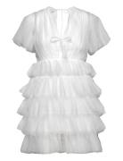 Deep V-Neck Tulle Dress Bubbleroom White