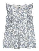 Ruffled Printed Dress Mango Blue