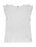 Broderie Anglaise Knit Top Ss Tommy Hilfiger White