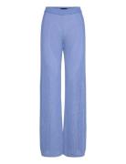 Wide-Leg Pointelle Knitted Pants Lexington Clothing Blue