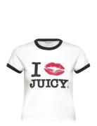 I ‘Kiss’ Jc Fitted Ringer Tee Juicy Couture White