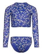 Shadow Floral Crop Lycra Set Roxy Blue