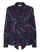 Fluid Viscose V-N Bow Ls Blouse Tommy Hilfiger Navy