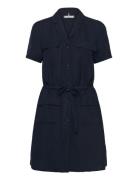 Textured Linen S/S Short Dress Tommy Hilfiger Navy
