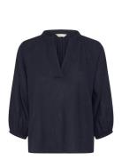 Linen Ss Blouse GANT Navy