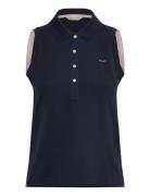 Contrast Collar Sleeveless Pique GANT Navy