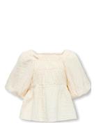 Kogthyra Life S/S Square Top Cp Wvn Kids Only Beige