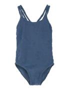 Swimsuit W. Stucture Color Kids Navy