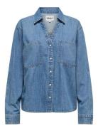 Onlwave Ls V-Neck Dnm Shirt Akm ONLY Blue