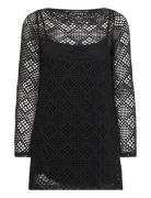 Geometric-Pattern Openwork Dress Mango Black