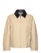 Cotton Jacket With Contrasting Collar Mango Beige