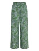 Paisley-Print Linen Trousers Mango Green