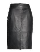 Slfmaily Hw Leather Skirt Noos Selected Black