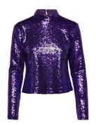 Slfsola Ls Sequins Top B Selected Purple
