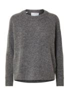 Slflulu Ls Knit O-Neck Noos Selected Grey